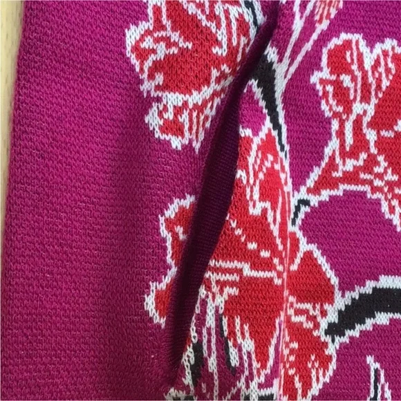 Badgley Mischka Cherry Blossom Jacquard Cardigan Sweater Coat Duster Floral